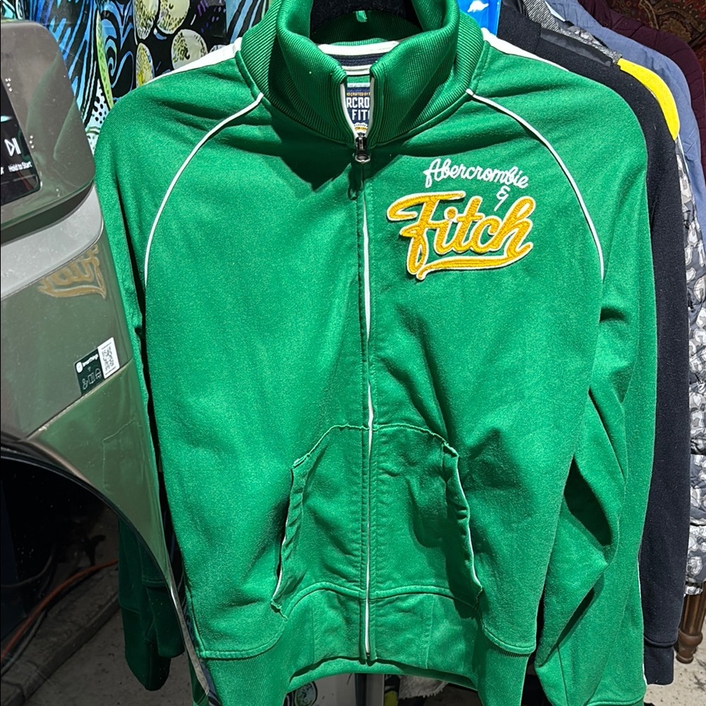 Abercrombie & Fitch Vibrant Green Jacket with Yellow Logo